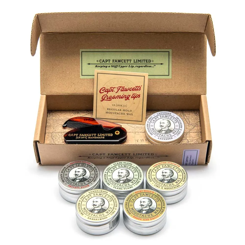 captain-fawcett-moustache-wax-folding-pocket-comb-cf-87t-set-cire-moustache-et-p image 1
