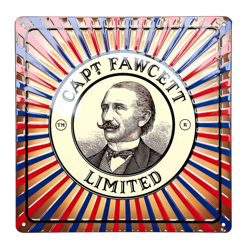 captain-fawcett-tin-plate-sign-plaque-d-corative-en-t-le-avec-logo-du-capitaine- image 1