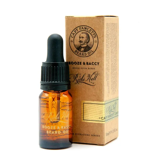 captain-fawcett-booze-baccy-beard-oil-10-ml-huile-de-barbe-format-voyage-tabac-e image 1