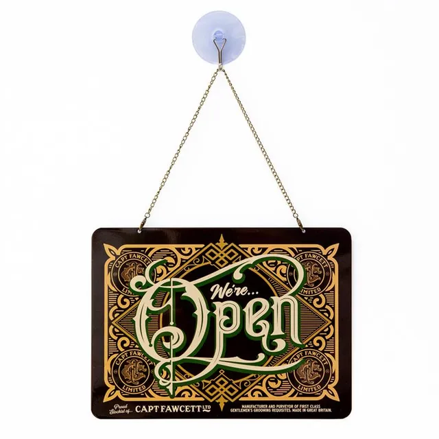 captain-fawcett-open-closed-enseigne-suspendue-double-face-en-aluminium-avec-cha image 1