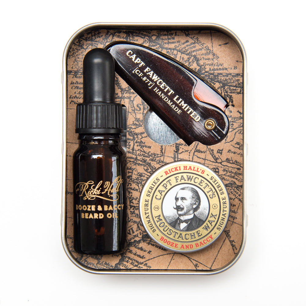 captain-fawcett-ricki-hall-booze-baccy-grooming-survival-kit-coffret-barbe-huile image 2