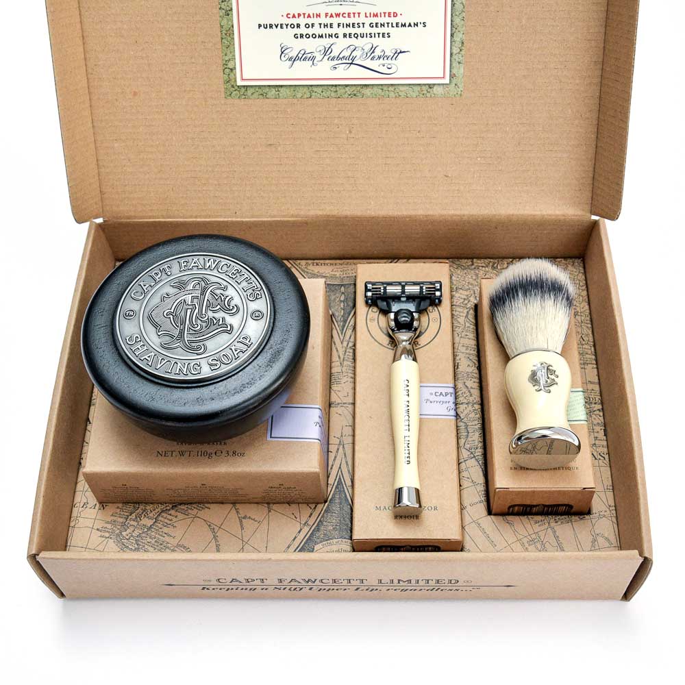 captain-fawcett-coffret-rasage-complet-blaireau-faux-badger-rasoir-de-s-ret-et-s image 2