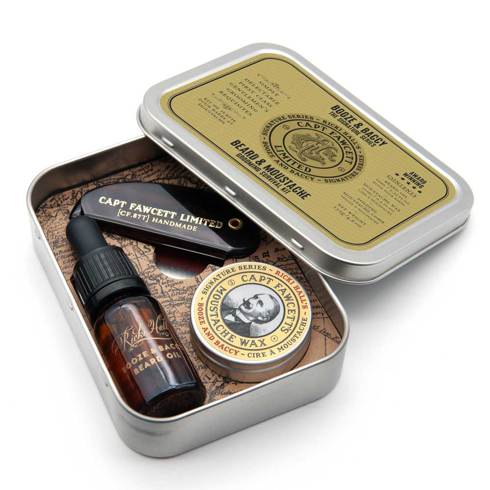 captain-fawcett-ricki-hall-booze-baccy-grooming-survival-kit-coffret-barbe-huile image 1