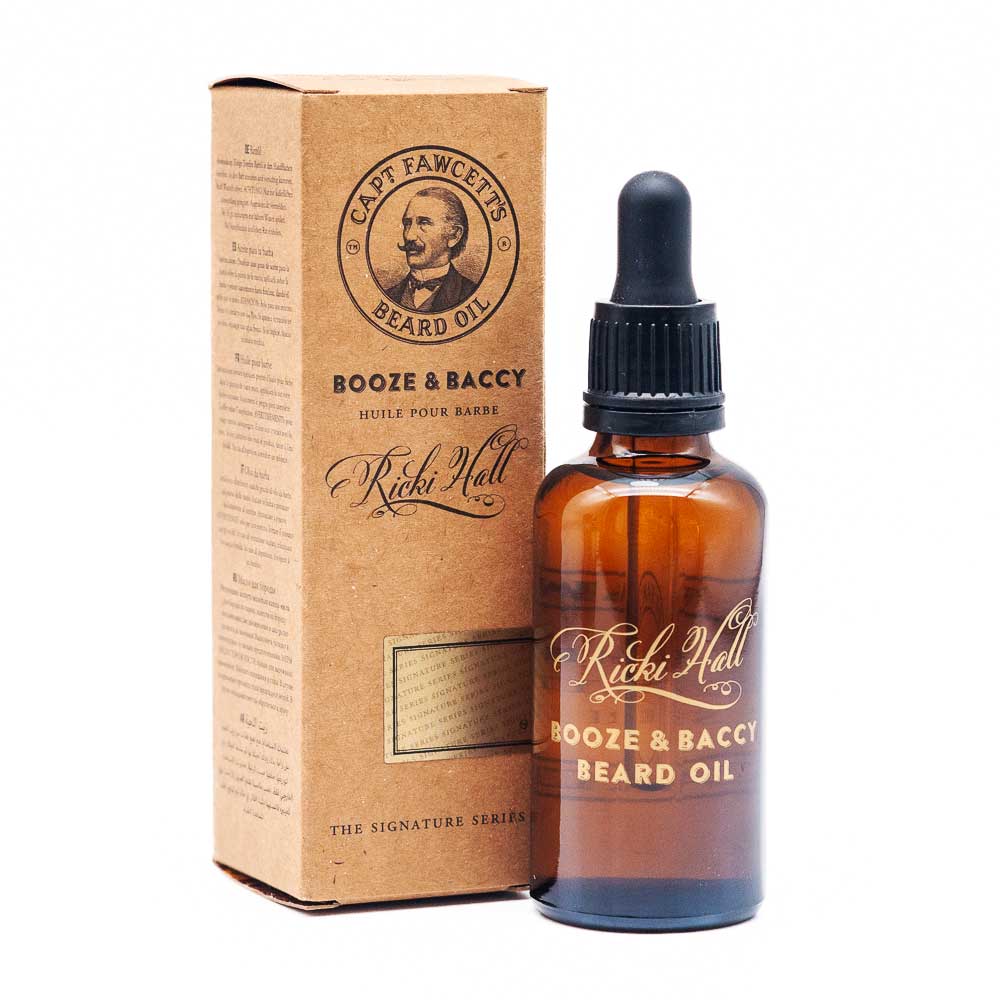 captain-fawcett-booze-baccy-beard-oil-ricki-hall-50-ml-huile-barbe-tabac-miel-en image 1